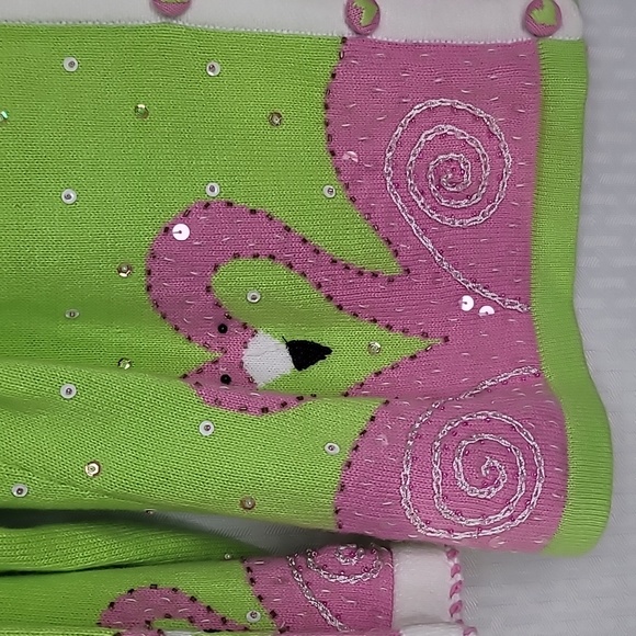 Jack B. Quick flamingo button down sequin detail sweater size L excellent cond - Picture 3 of 7